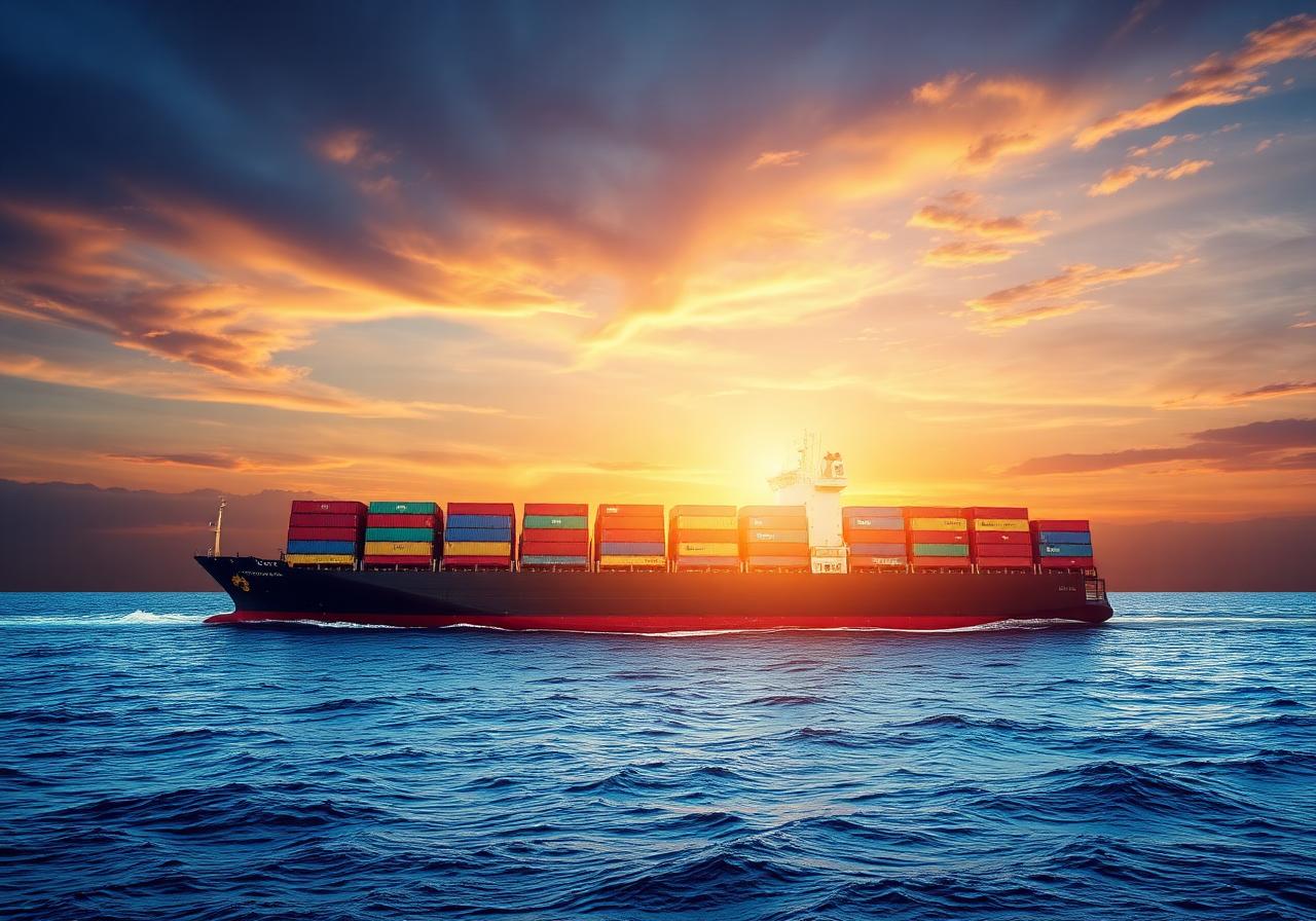 Cargo ship at sea